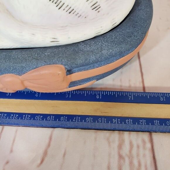 Vintage 80s Silvestri Ceramic White Cat Covered Bowl 7" Farmhouse Trinket Dish - Picture 7 of 10